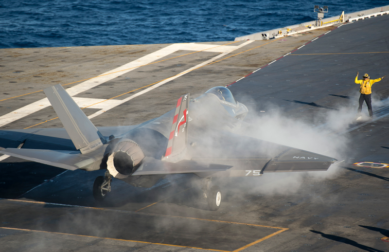 Illustration for article titled Week One Of The F-35C's Initial Ship Trials In Stunning Imagery